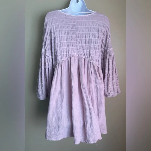 Free People Pink Puffy Sleeve Shirt - Picture 2 of 3